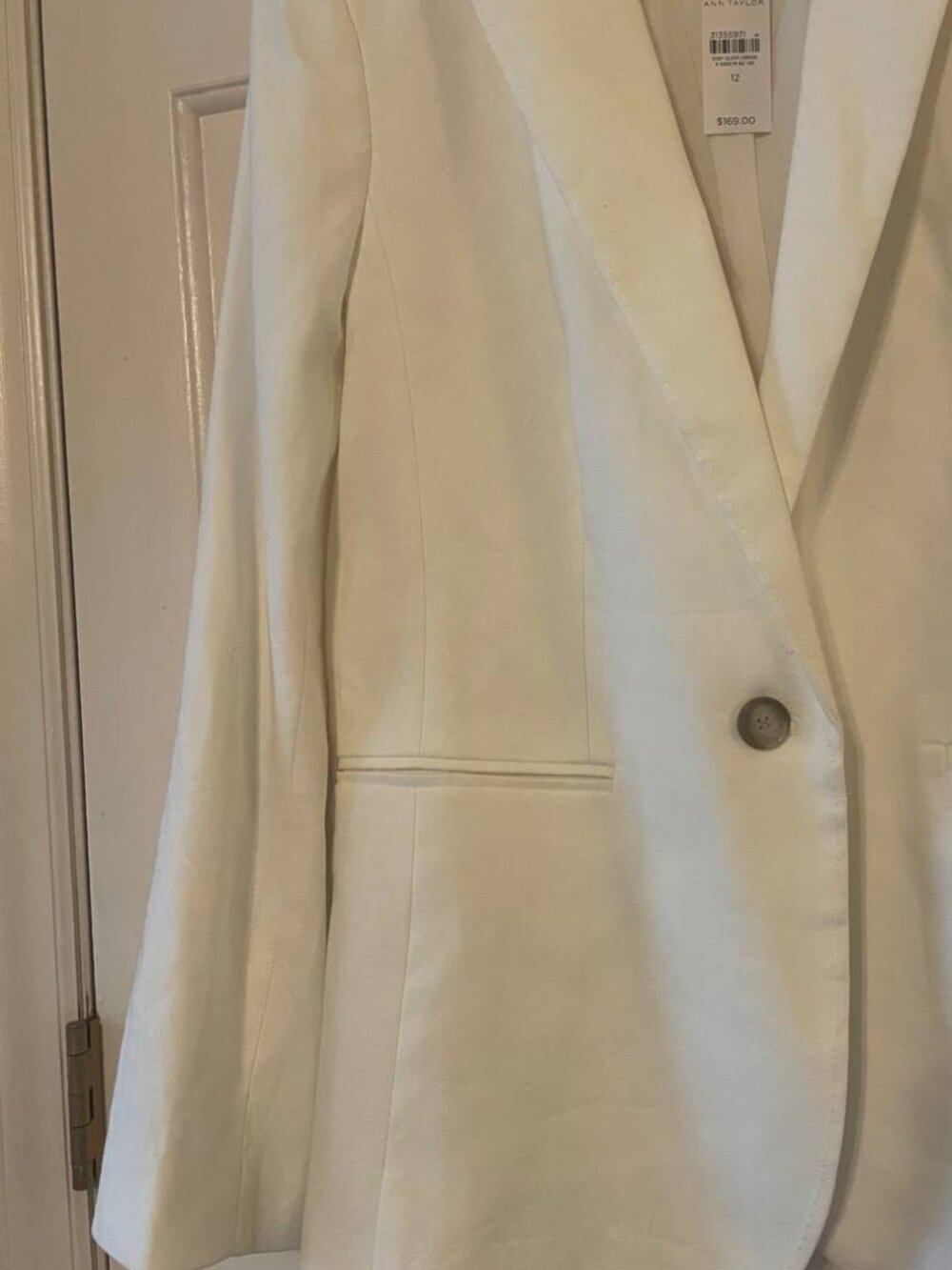 NWT Ann Taylor White Linen Blend Blazer | Quiet Luxury Classic Style - Picture 2 of 11